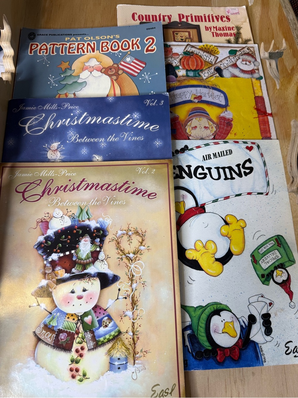 6 Vintage Christmas Painting Pattern Books - Snowmen, Santa's, Penguins, & More